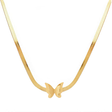 Butterfly Necklace, 18K Gold Plated Steel