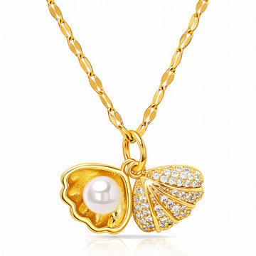 Seashell Necklace, 18K Gold Plated Steel