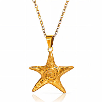 Starfish Necklace, 18K Gold Plated Steel
