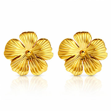 Flowers Earrings, 18K Gold Plated Steel