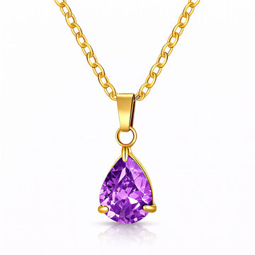 Teardrop Necklace, 18K Gold Plated Steel