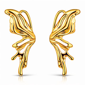 Butterfly Earrings, 18K Gold Plated Steel