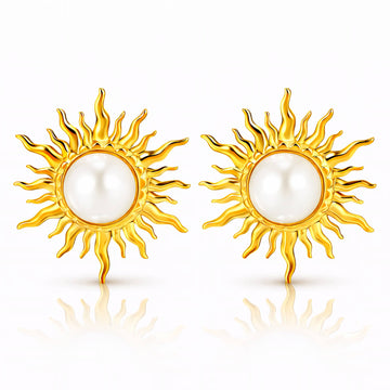 Suns Earrings, 18K Gold Plated Steel