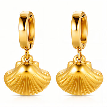 Seashells Earrings, 18K Gold Plated Steel