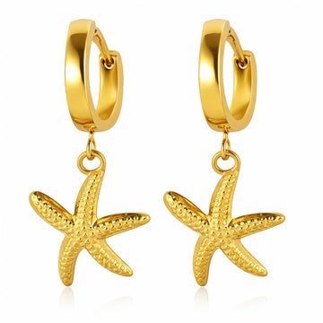 Starfishes Earrings, 18K Gold Plated Steel