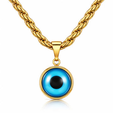 Evil Eye Necklace, 18K Gold Plated Steel