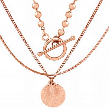 Coins Necklace, 18K Gold Plated Steel
