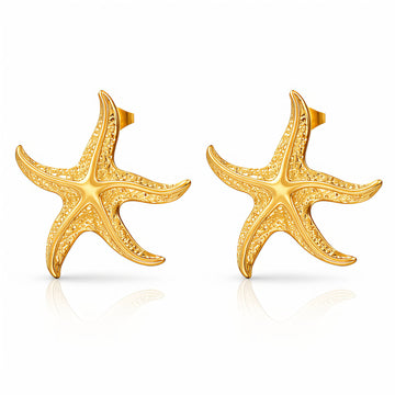 Starfishes Earrings, 18K Gold Plated Steel