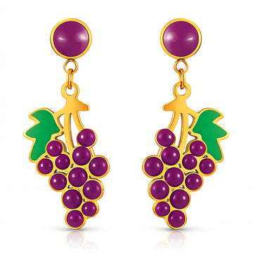Grape Earrings, 18K Gold Plated Steel