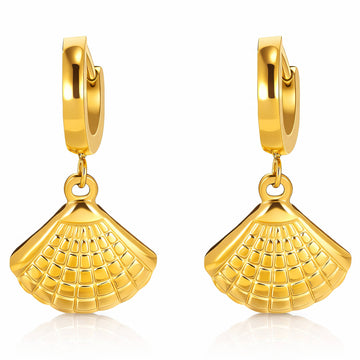 Seashells Earrings, 18K Gold Plated Steel