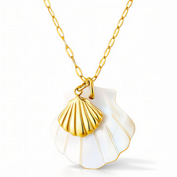 Seashells Necklace, 18K Gold Plated Steel