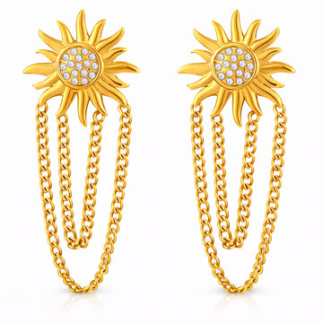 Suns Earrings, 18K Gold Plated Steel
