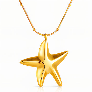 Starfish Necklace, 18K Gold Plated Steel