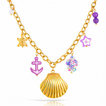 Seashell Necklace, 18K Gold Plated Steel