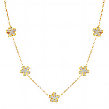 Flower Meadow Necklace, 18K Gold Plated Steel