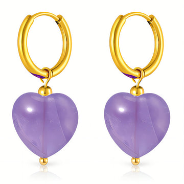Hearts Earrings, 18K Gold Plated Steel