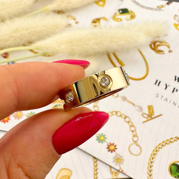 Ring, 18K Gold Plated Steel