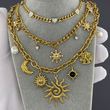 Flower Meadow Necklace, 18K Gold Plated Steel