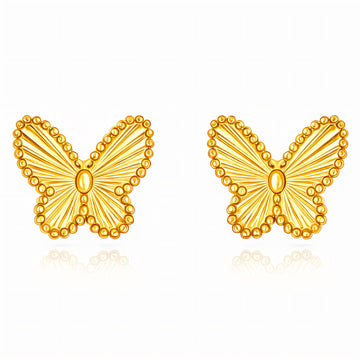 Butterflies Earrings, 18K Gold Plated Steel
