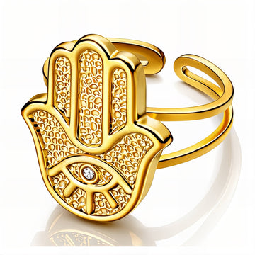 Evil Eye Ring, 18K Gold Plated Steel