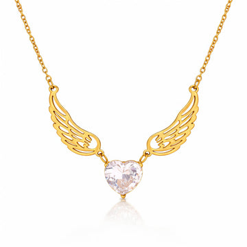 Heart Necklace, 18K Gold Plated Steel