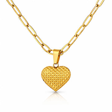 Heart Necklace, 18K Gold Plated Steel