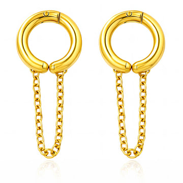 Earrings, 18K Gold Plated Steel