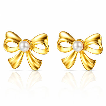 Bows Earrings, 18K Gold Plated Steel