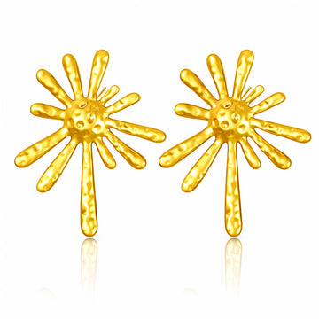 Flowers Earrings, 18K Gold Plated Steel