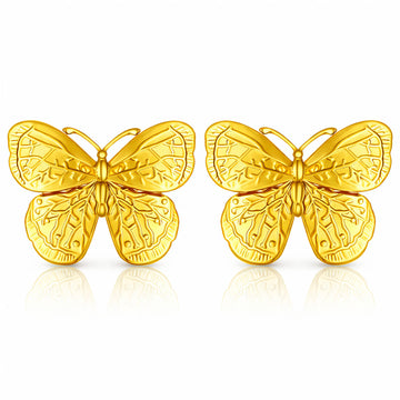 Butterflies Earrings, 18K Gold Plated Steel