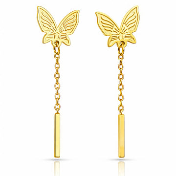 Butterflies Earrings, 18K Gold Plated Steel