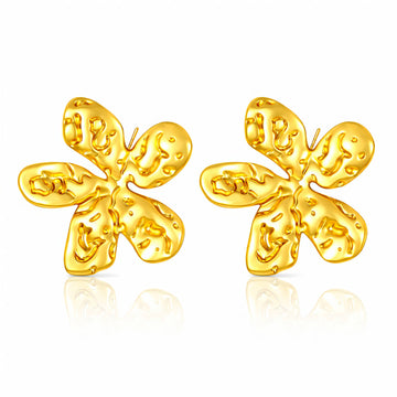 Flowers Earrings, 18K Gold Plated Steel