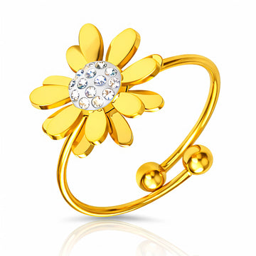Flower Ring, 18K Gold Plated Steel