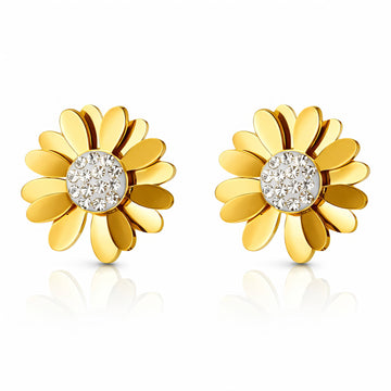 Flowers Earrings, 18K Gold Plated Steel