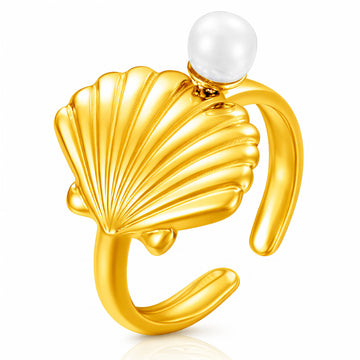 Seashell Ring, 18K Gold Plated Steel
