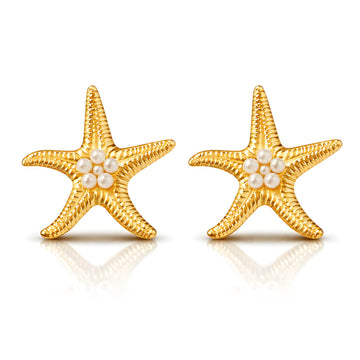 Starfishs Earrings, 18K Gold Plated Steel