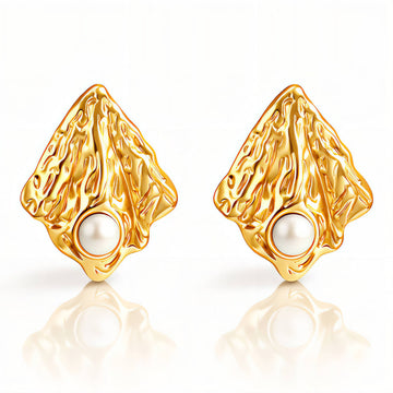 Leafs Earrings, 18K Gold Plated Steel