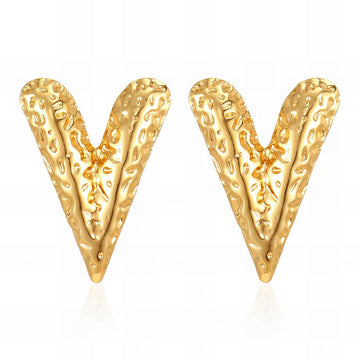 Hearts Earrings, 18K Gold Plated Steel