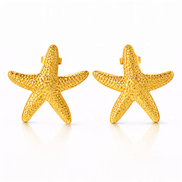 Starfishs Earrings, 18K Gold Plated Steel