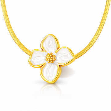 Flower Necklace, 18K Gold Plated Steel