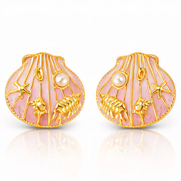 Starfishs And Crabs And Lobsters Earrings, 18K Gold Plated Steel