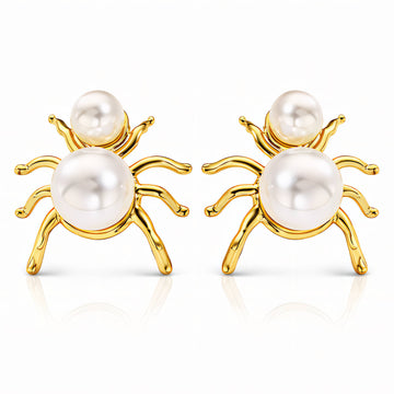 Spiders Earrings, 18K Gold Plated Steel