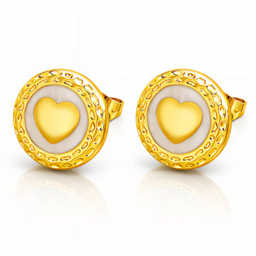 Hearts Earrings, 18K Gold Plated Steel