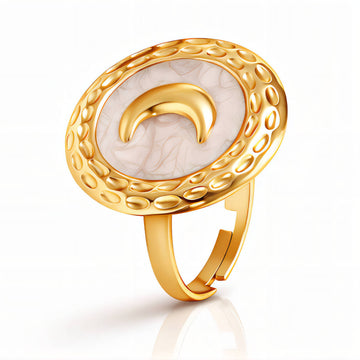 Crescent Ring, 18K Gold Plated Steel