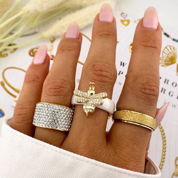 Ring, 18K Gold Plated Steel