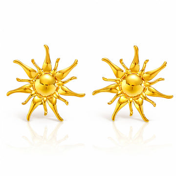 Suns Earrings, 18K Gold Plated Steel