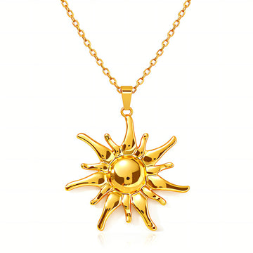 Sun Necklace, 18K Gold Plated Steel