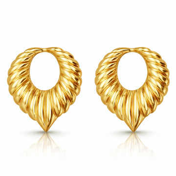 Leafs Earrings, 18K Gold Plated Steel