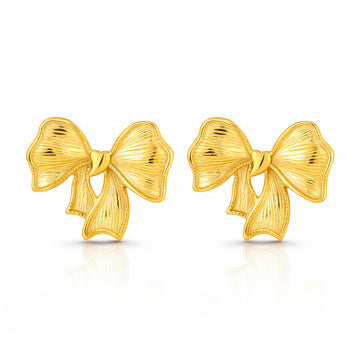 Bows Earrings, 18K Gold Plated Steel