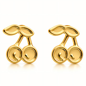 Cherry Earrings, 18K Gold Plated Steel
